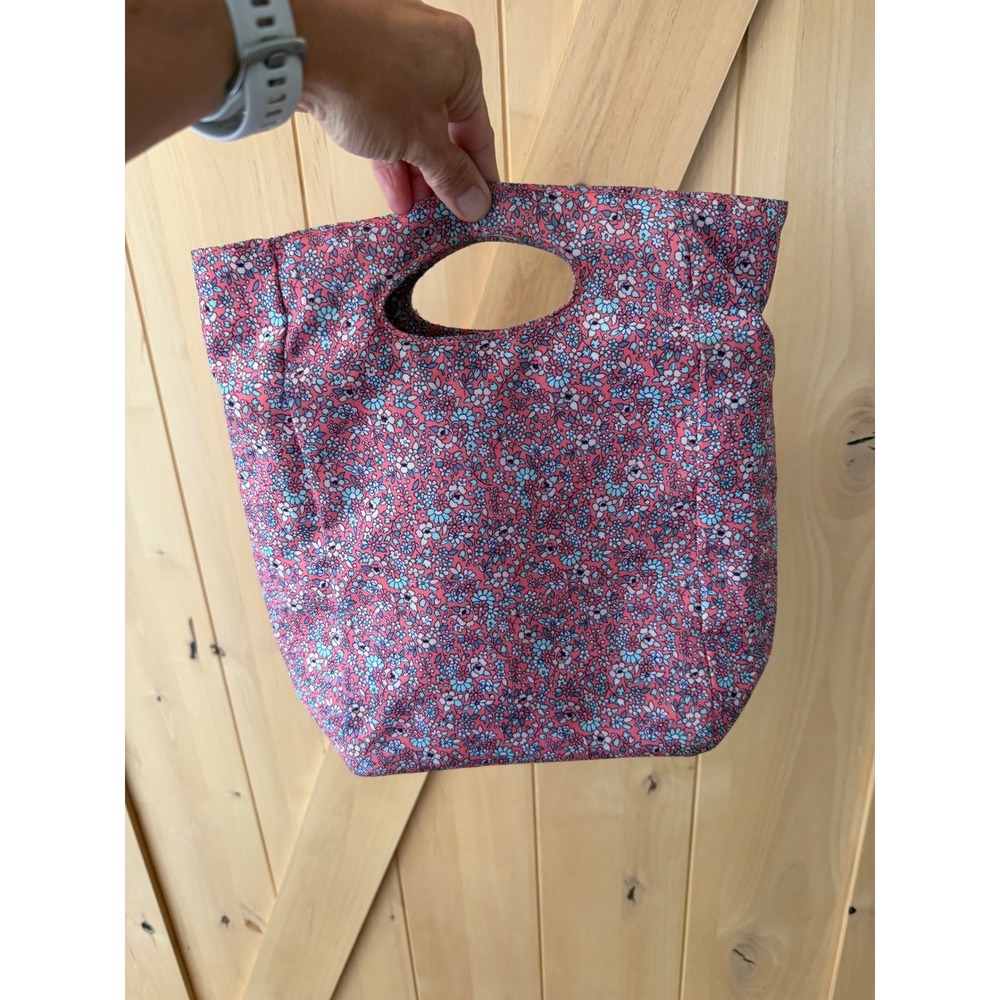 Pink Floral Insulated Lunch Tote Bag Zippered Thermal Cooler Bag - Picture 10 of 12